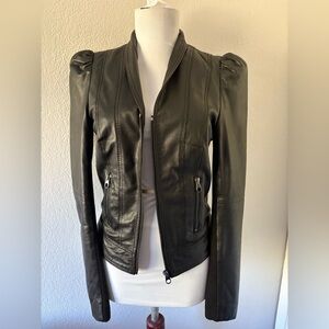 Ted Baker XS leather jacket with puffed shoulder